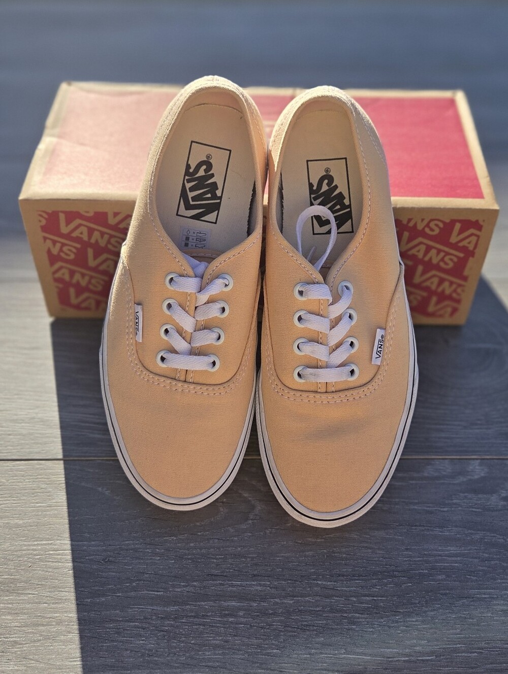 Vans Women’s Classic Canvas Sneakers in Honey Peach with White Laces